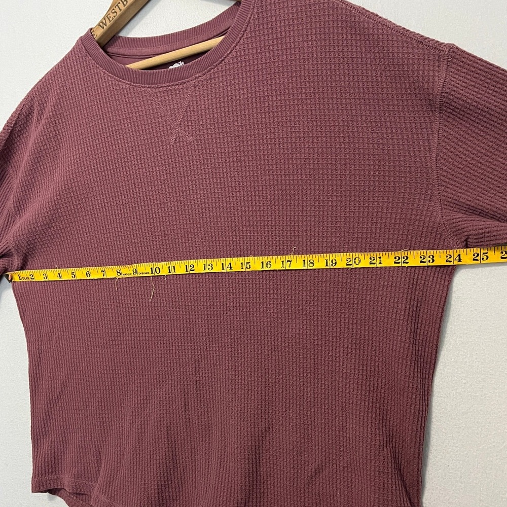 Roots Womens Waffle Knit Long Sleeve Top Dusty Rose Mauve Size Large Thermal - Picture 6 of 7